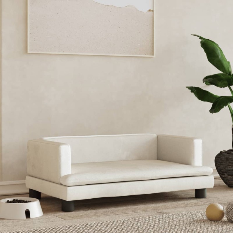 vidaXL Hundebett Creme 80x45x30 cm Samt vidaXL Hundebett Creme 80x45x30 cm Samt