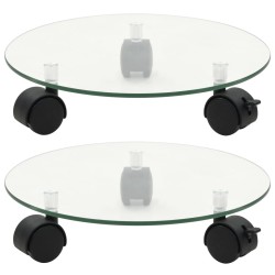 vidaXL Pflanzenständer mit Rollen 2 Stück Hartglas 28 cm Rund