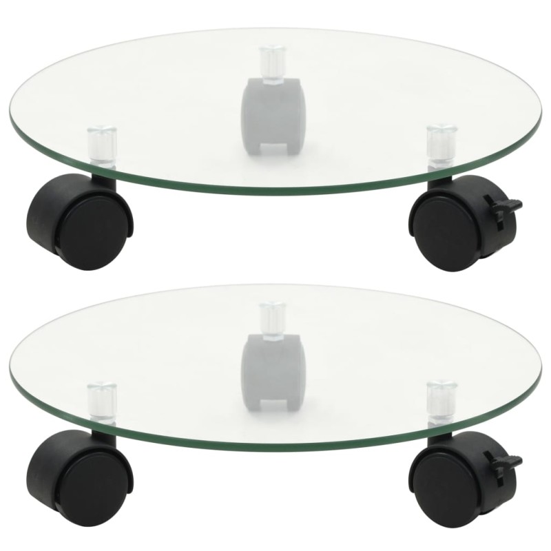 vidaXL Pflanzenständer mit Rollen 2 Stück Hartglas 28 cm Rund vidaXL Pflanzenständer mit Rollen 2 Stück Hartglas 28 cm Rund