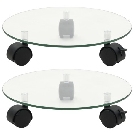 vidaXL Pflanzenständer mit Rollen 2 Stück Hartglas 28 cm Rund