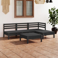 vidaXL 5-tlg. Garten-Lounge-Set Massivholz Kiefer Schwarz