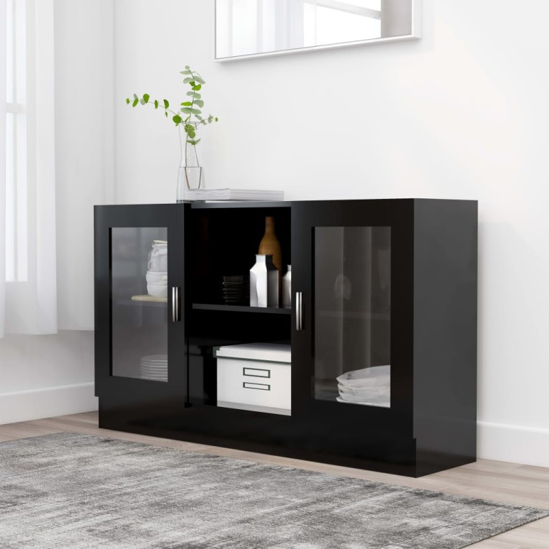 vidaXL Vitrinenschrank Schwarz 120x30,5x70 cm Holzwerkstoff vidaXL Vitrinenschrank Schwarz 120x30,5x70 cm Holzwerkstoff