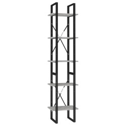 vidaXL Bücherregal 5 Fächer Betongrau 40x30x175 cm Holzwerkstoff