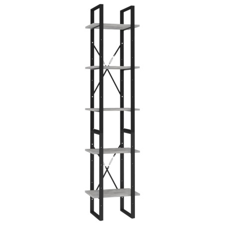 vidaXL Bücherregal 5 Fächer Betongrau 40x30x175 cm Holzwerkstoff