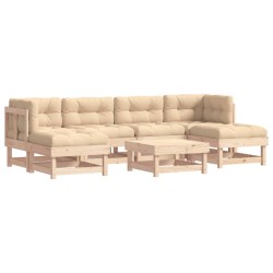 vidaXL 7-tlg. Garten-Lounge-Set mit Kissen Massivholz