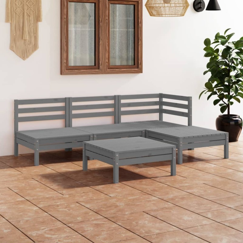 vidaXL 5-tlg. Garten-Lounge-Set Massivholz Kiefer Grau vidaXL 5-tlg. Garten-Lounge-Set Massivholz Kiefer Grau