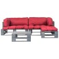 vidaXL 4-tlg. Outdoor-Lounge-Set Paletten mit Kissen in Rot Holz vidaXL 4-tlg. Outdoor-Lounge-Set Paletten mit Kissen in Rot Holz