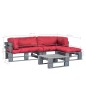 vidaXL 4-tlg. Outdoor-Lounge-Set Paletten mit Kissen in Rot Holz vidaXL 4-tlg. Outdoor-Lounge-Set Paletten mit Kissen in Rot Holz