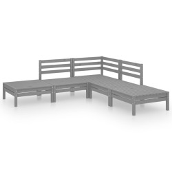 vidaXL 5-tlg. Garten-Lounge-Set Massivholz Kiefer Grau