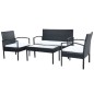 vidaXL 4-tlg. Garten-Lounge-Set mit Auflagen Poly Rattan Schwarz vidaXL 4-tlg. Garten-Lounge-Set mit Auflagen Poly Rattan Schwarz