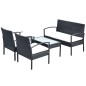 vidaXL 4-tlg. Garten-Lounge-Set mit Auflagen Poly Rattan Schwarz vidaXL 4-tlg. Garten-Lounge-Set mit Auflagen Poly Rattan Schwarz