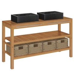 vidaXL Waschtisch Massivholz Teak mit Waschbecken Marmor Schwarz 