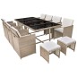 13-tlg. Garten-Essgruppe mit Auflagen Poly Rattan Beige 13-tlg. Garten-Essgruppe mit Auflagen Poly Rattan Beige