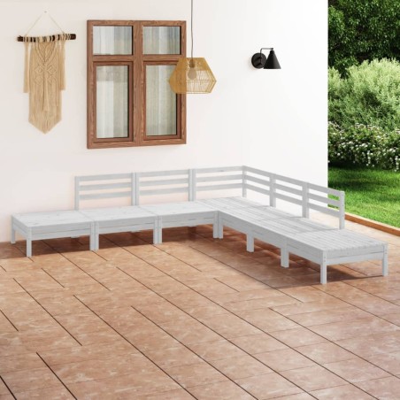 vidaXL 7-tlg. Garten-Lounge-Set Massivholz Kiefer Weiß