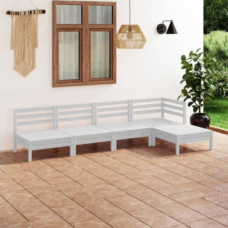 vidaXL 5-tlg. Garten-Lounge-Set Massivholz Kiefer Weiß vidaXL 5-tlg. Garten-Lounge-Set Massivholz Kiefer Weiß