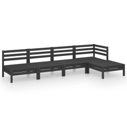 vidaXL 5-tlg. Garten-Lounge-Set Massivholz Kiefer Schwarz