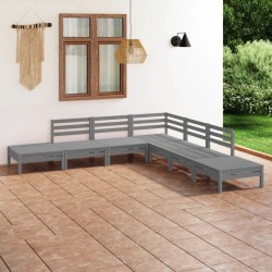 vidaXL 7-tlg. Garten-Lounge-Set Massivholz Kiefer Grau