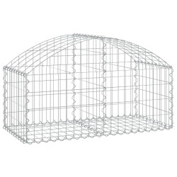 vidaXL Gabione mit Hochbogen 100x50x40/60 cm Verzinktes Eisen