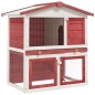 vidaXL Kaninchenstall 3 Türen Rot Holz vidaXL Kaninchenstall 3 Türen Rot Holz