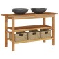 vidaXL Waschtisch mit Marmorwaschbecken Schwarz Massivholz Teak vidaXL Waschtisch mit Marmorwaschbecken Schwarz Massivholz Teak