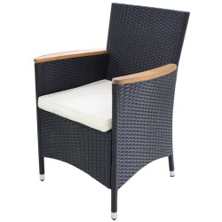 Gartenstühle 2 Stk. mit Polstern Poly Rattan Schwarz