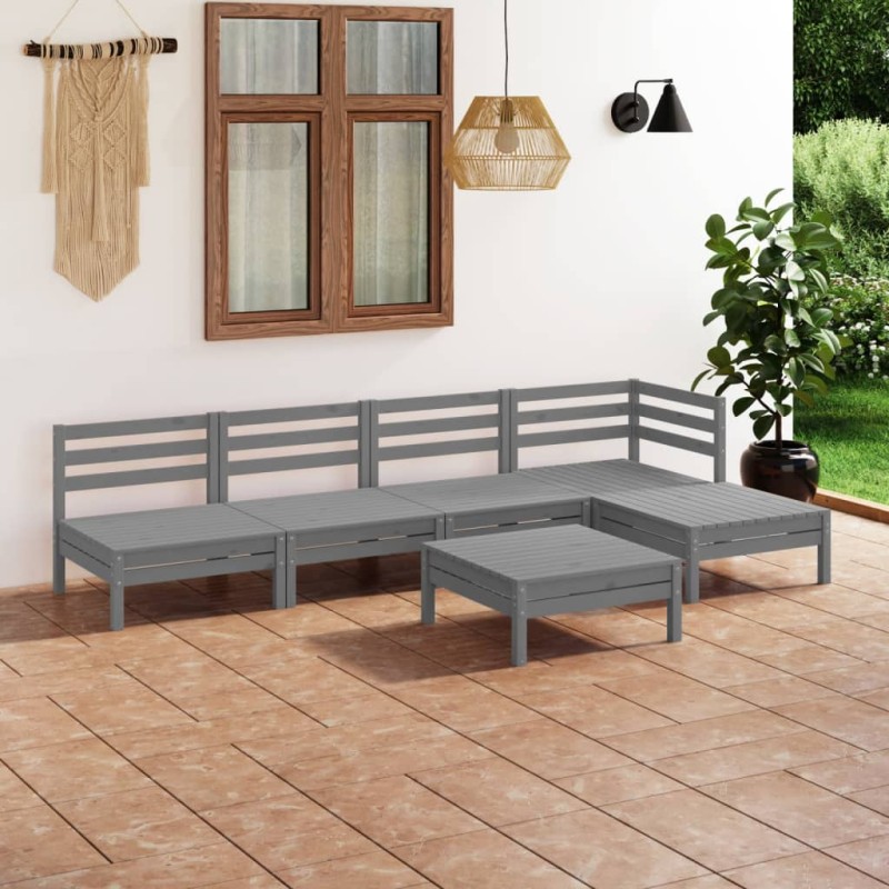 vidaXL 6-tlg. Garten-Lounge-Set Massivholz Kiefer Grau vidaXL 6-tlg. Garten-Lounge-Set Massivholz Kiefer Grau