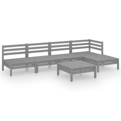 vidaXL 6-tlg. Garten-Lounge-Set Massivholz Kiefer Grau