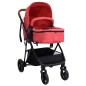 3-in-1 Kinderwagen Rot und Schwarz Stahl 3-in-1 Kinderwagen Rot und Schwarz Stahl