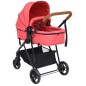3-in-1 Kinderwagen Rot und Schwarz Stahl 3-in-1 Kinderwagen Rot und Schwarz Stahl