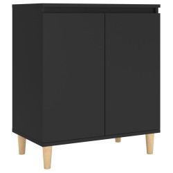 vidaXL Sideboard mit Massivholz-Beinen Schwarz 60x35x70 cm