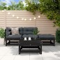 vidaXL 4-tlg. Garten-Lounge-Set mit Kissen Schwarz Massivholz vidaXL 4-tlg. Garten-Lounge-Set mit Kissen Schwarz Massivholz
