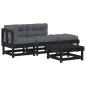 vidaXL 4-tlg. Garten-Lounge-Set mit Kissen Schwarz Massivholz vidaXL 4-tlg. Garten-Lounge-Set mit Kissen Schwarz Massivholz