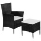 vidaXL Gartenstuhl und Hocker mit Polstern Poly Rattan Schwarz vidaXL Gartenstuhl und Hocker mit Polstern Poly Rattan Schwarz
