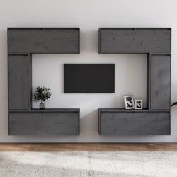 vidaXL TV-Schränke 6 Stk. Grau Massivholz Kiefer