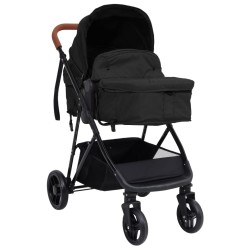2-in-1 Kinderwagen Anthrazit und Schwarz Stahl