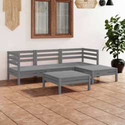vidaXL 5-tlg. Garten-Lounge-Set Massivholz Kiefer Grau