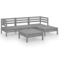 vidaXL 5-tlg. Garten-Lounge-Set Massivholz Kiefer Grau