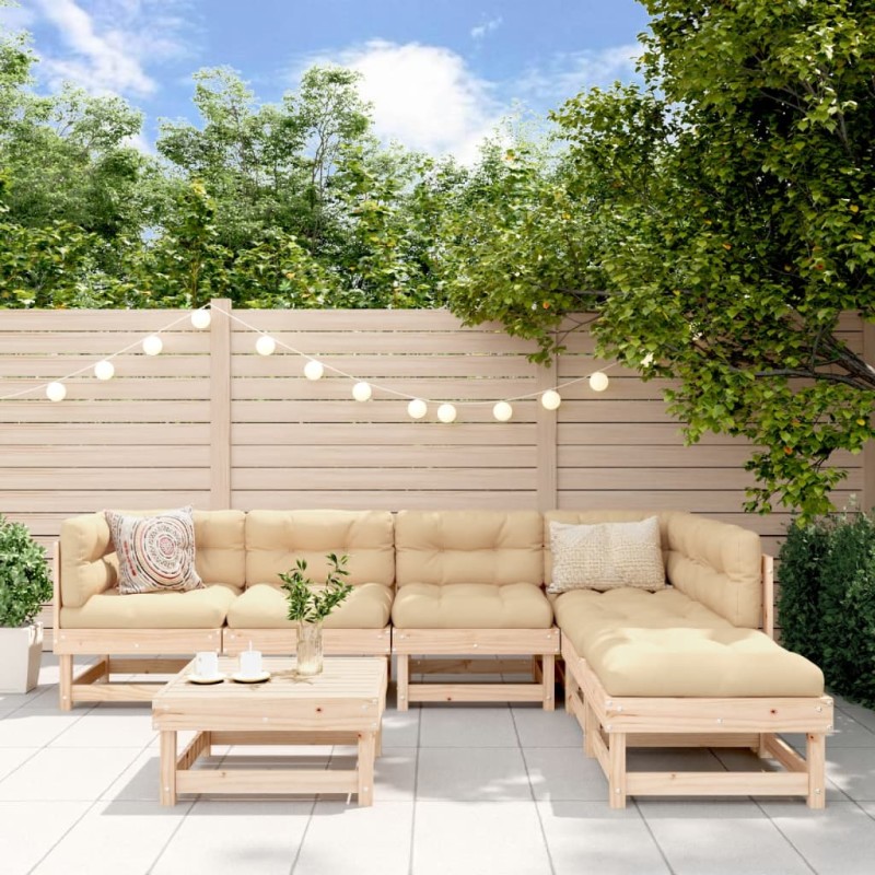 vidaXL 7-tlg. Garten-Lounge-Set mit Kissen Massivholz vidaXL 7-tlg. Garten-Lounge-Set mit Kissen Massivholz