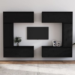 vidaXL TV-Schränke 6 Stk. Schwarz Massivholz Kiefer