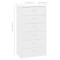 vidaXL Sideboard mit 6 Schubladen Weiß 50x34x96 cm Holzwerkstoff vidaXL Sideboard mit 6 Schubladen Weiß 50x34x96 cm Holzwerkstoff