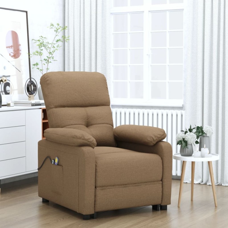 vidaXL Massagesessel Elektrisch Braun Stoff vidaXL Massagesessel Elektrisch Braun Stoff