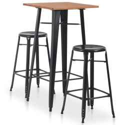 vidaXL 3-teiliges Bar-Set Stahl Schwarz