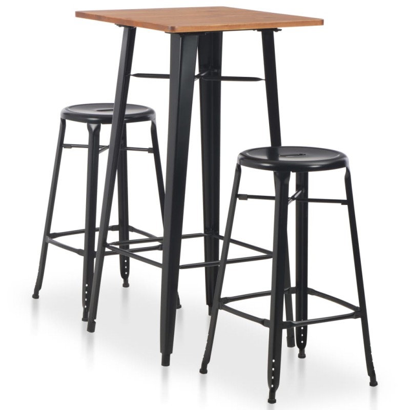 vidaXL 3-teiliges Bar-Set Stahl Schwarz vidaXL 3-teiliges Bar-Set Stahl Schwarz