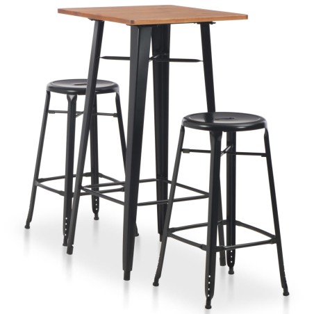 vidaXL 3-teiliges Bar-Set Stahl Schwarz