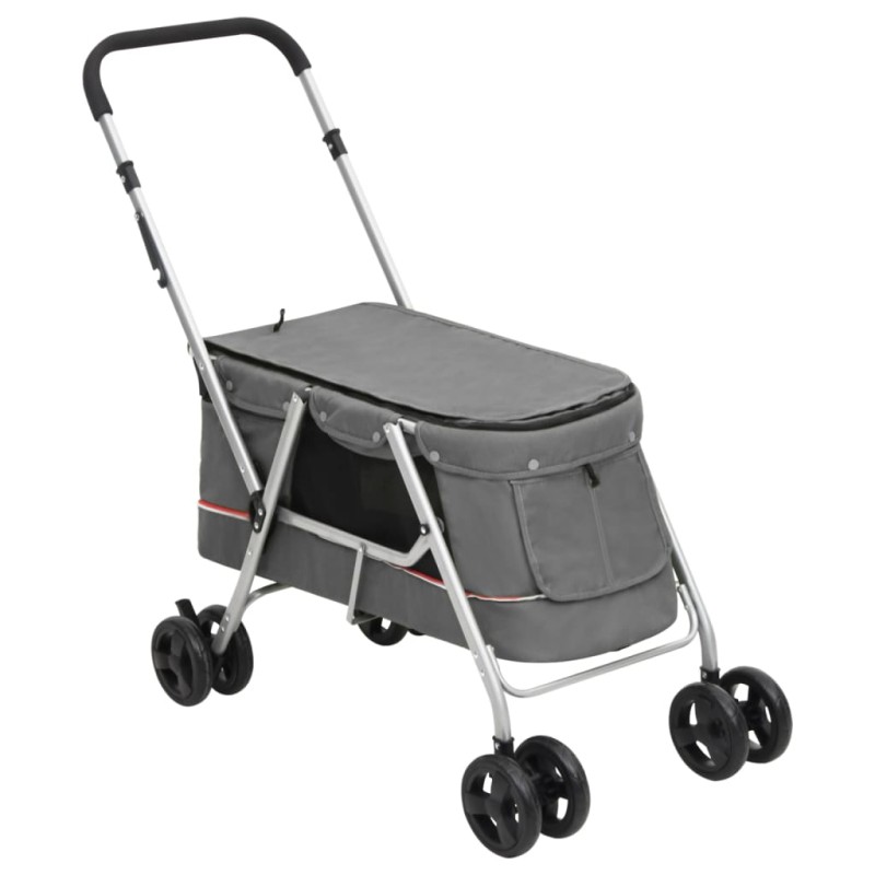 vidaXL Hundewagen Faltbar Grau 100x49x96 cm Leinenstoff vidaXL Hundewagen Faltbar Grau 100x49x96 cm Leinenstoff