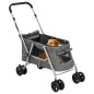 vidaXL Hundewagen Faltbar Grau 100x49x96 cm Leinenstoff vidaXL Hundewagen Faltbar Grau 100x49x96 cm Leinenstoff