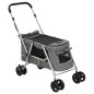vidaXL Hundewagen Faltbar Grau 100x49x96 cm Leinenstoff vidaXL Hundewagen Faltbar Grau 100x49x96 cm Leinenstoff