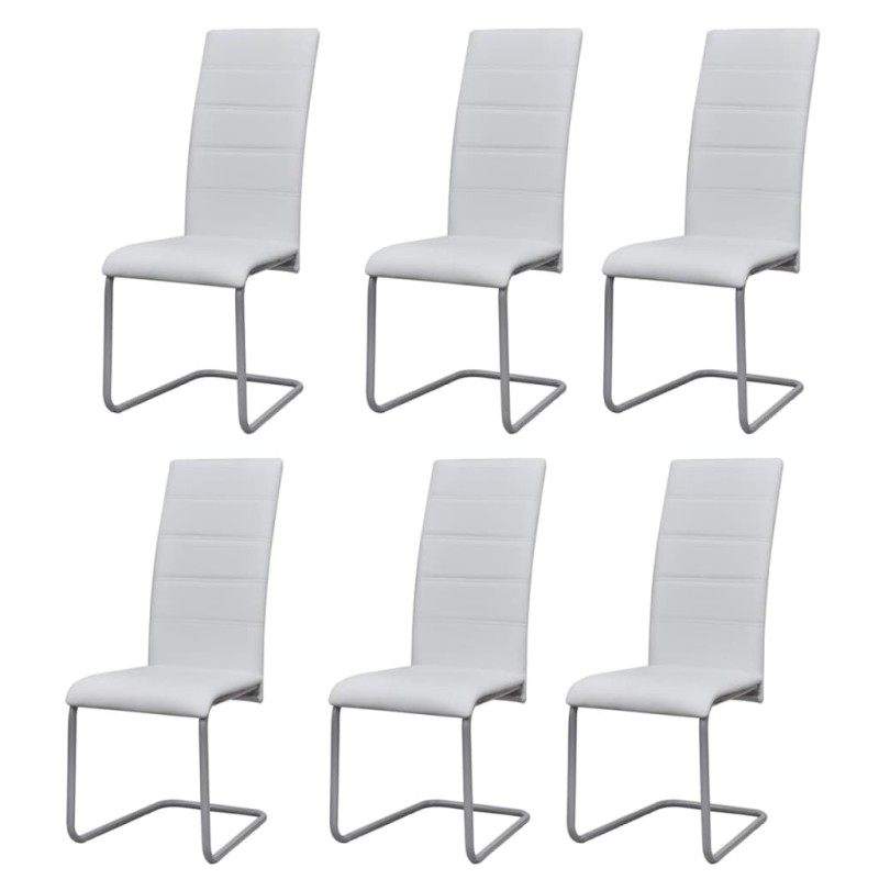 vidaXL Freischwinger 6 Stk. Weiß Kunstleder vidaXL Freischwinger 6 Stk. Weiß Kunstleder