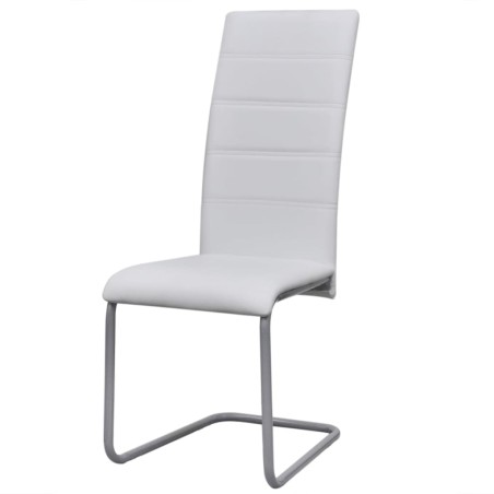 vidaXL Freischwinger 6 Stk. Weiß Kunstleder 