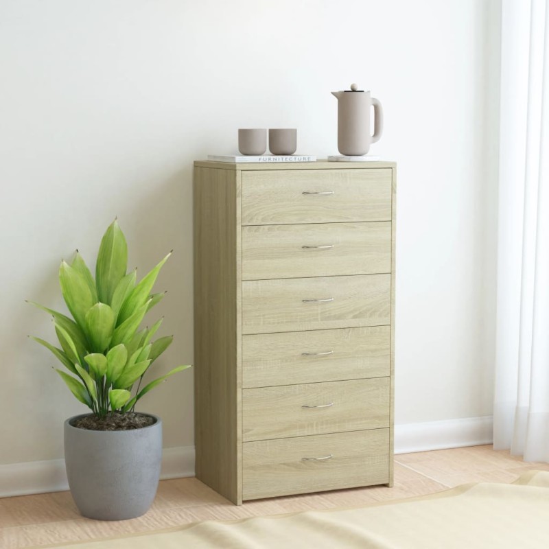 vidaXL Sideboard 6 Schubladen Sonoma-Eiche 50x34x96 cm Holzwerkstoff vidaXL Sideboard 6 Schubladen Sonoma-Eiche 50x34x96 cm Holzwerkstoff